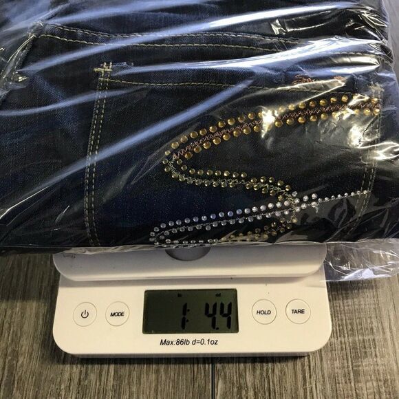 Seven7 Jeans Women's Bootcut Dark Wash Low Rise Jeweled Pocket Sz 28 See Sizing - Picture 11 of 11